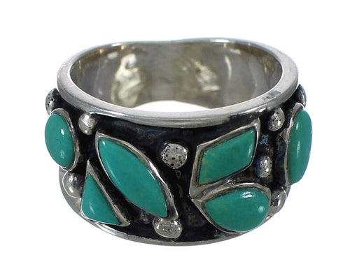 Genuine Sterling Silver Turquoise Southwestern Ring Size 6-1/2 FX91288
